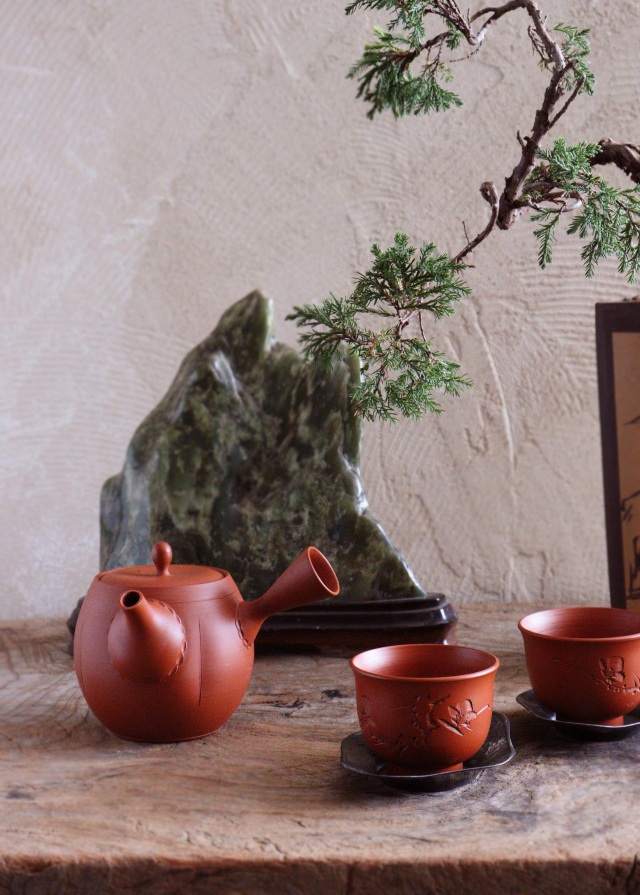 常滑焼棗型急須 玲光作 煎茶道具 朱泥急須 Antique Sam's Collection