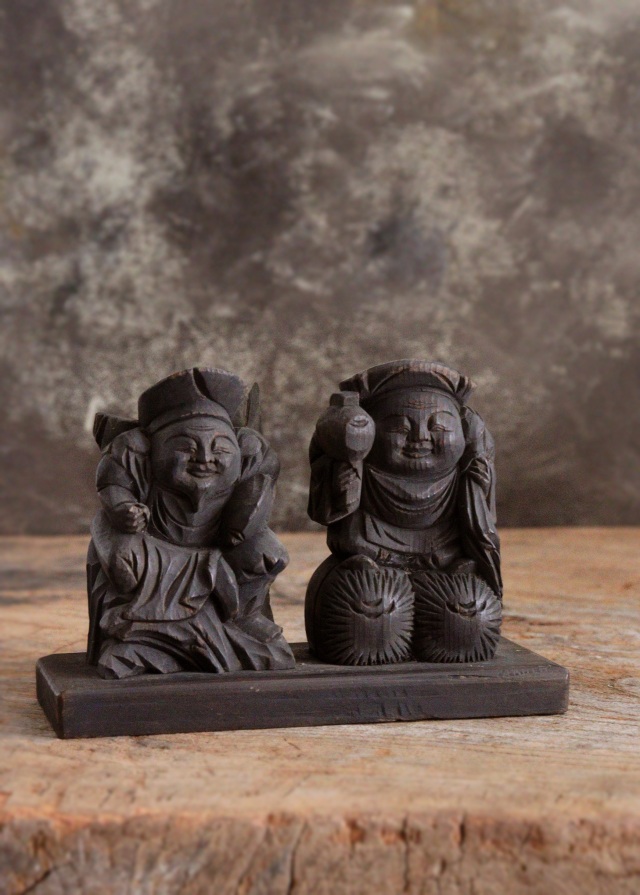 恵比寿大黒像 木彫 木彫仏 小仏 Antique Sam's Collection