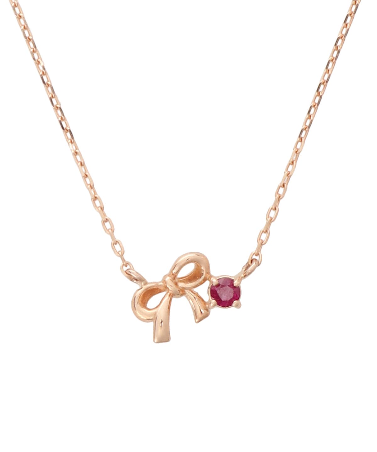 K10 PG リボンモチーフネックレス≪7月 誕生石≫(40cm K10 PG