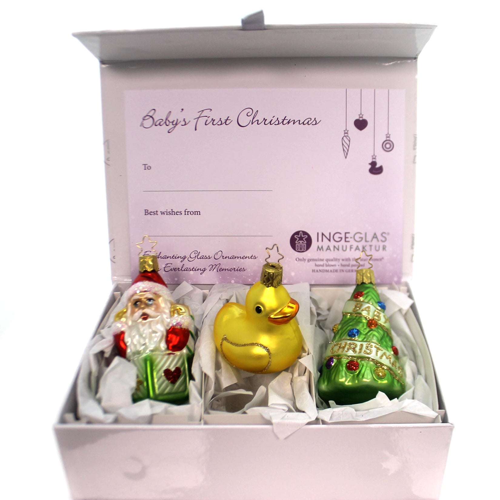 Inge Glas Baby's First Christmas Gift Set - Three Ornaments 3.5
