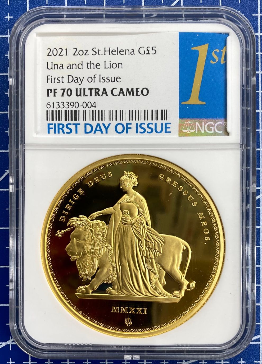 NGC初日鑑定最高品 2021年 セントヘレナ ウナとライオン 5ポンド 2