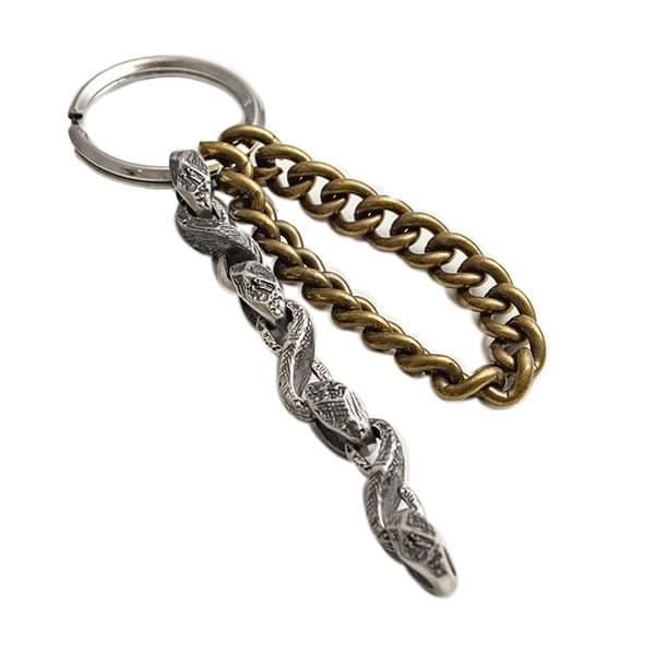 送料無料 シルバー×BRASS キーチェーン 「Scratch」 [DG-118]