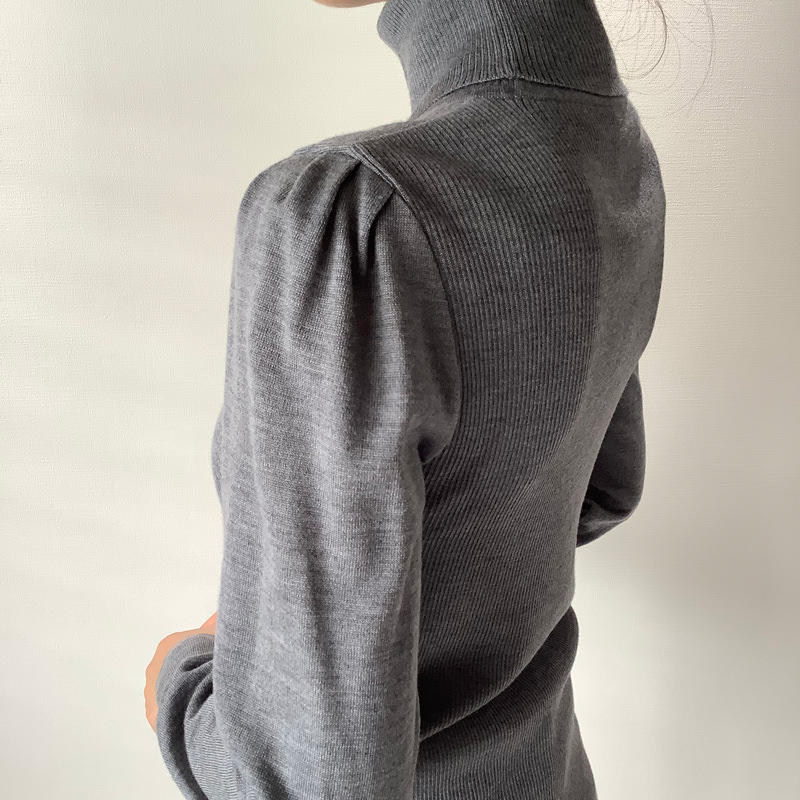 リブタートルニット グレー | SINME