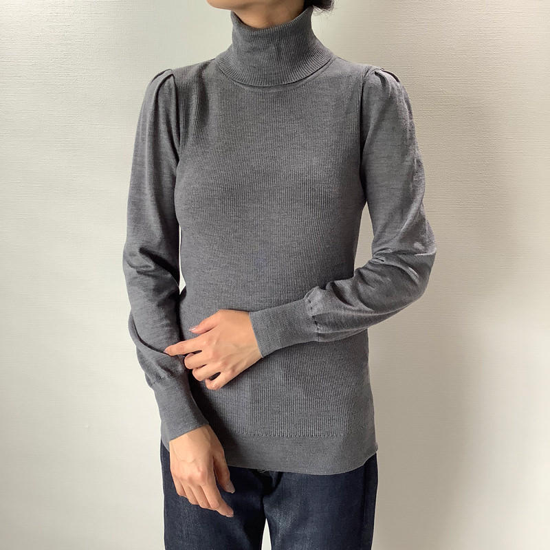 リブタートルニット グレー | SINME