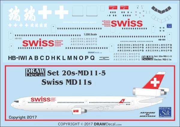 McDonnell Douglas MD-11 - Swissair / Swiss Asia Draw Decal -20-MD11-05