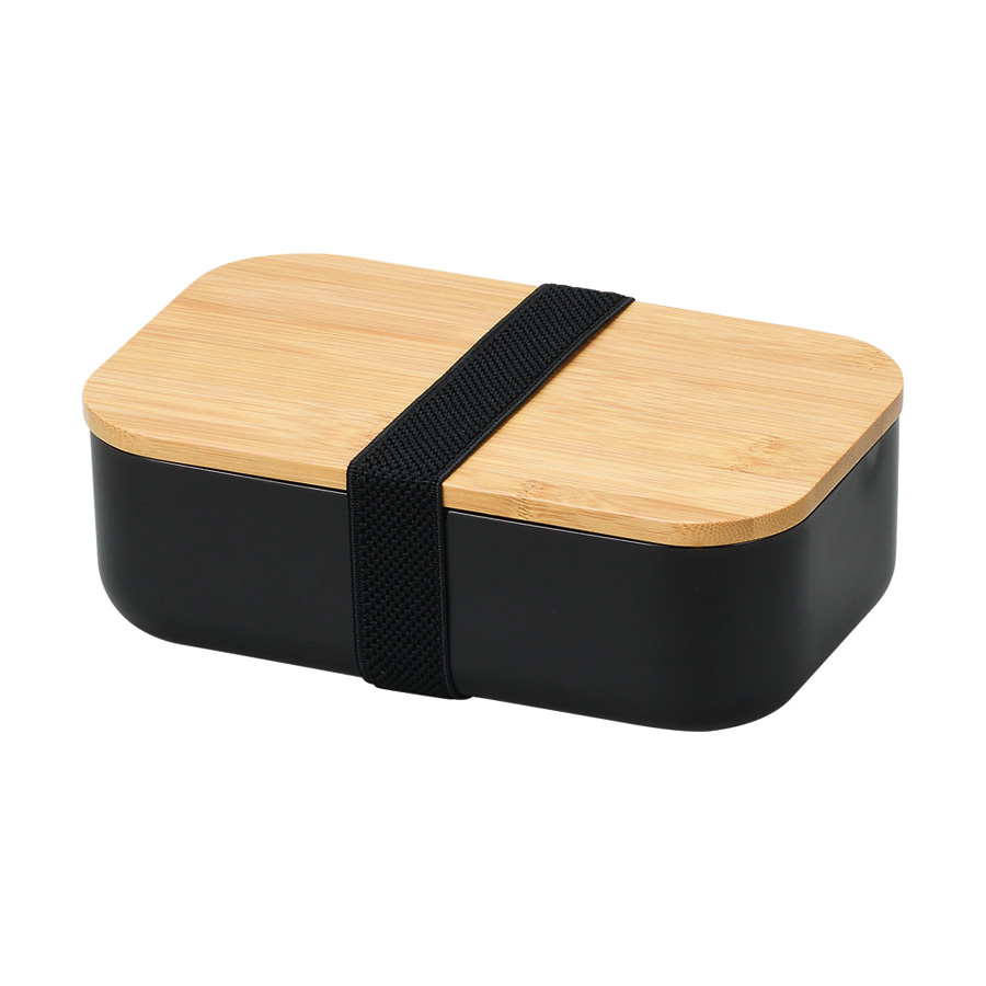 ホームレーベル 竹製蓋ランチボックス1000(ブラック) D-460