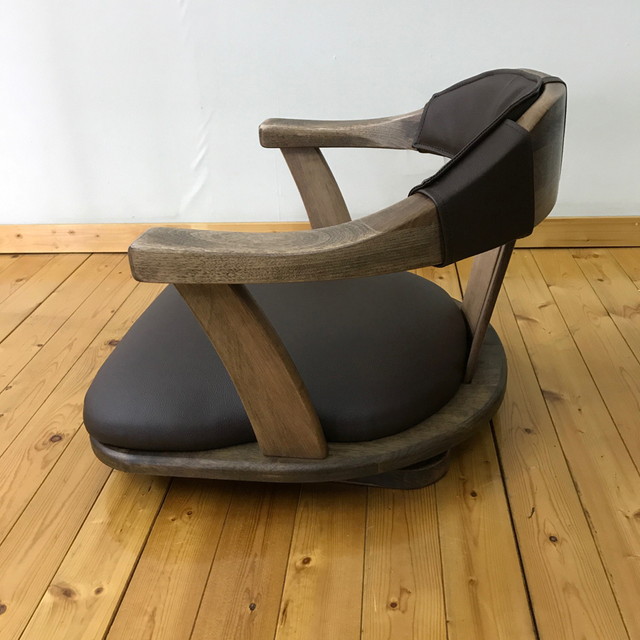 タモ無垢材 座椅子 (1脚) C-123DX(回転)レザー