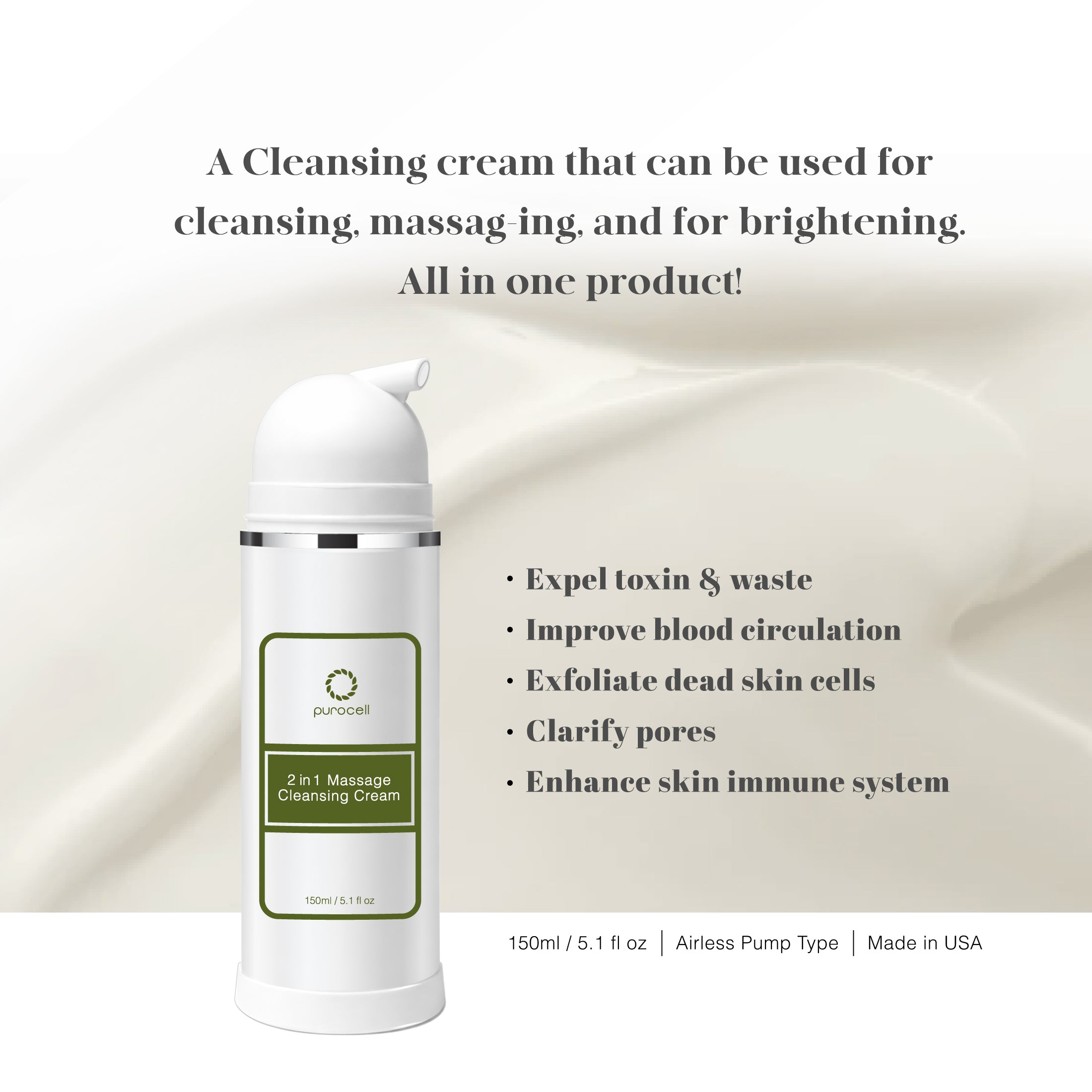 2 in 1 Massage Cleansing Cream Made in USA – purocell