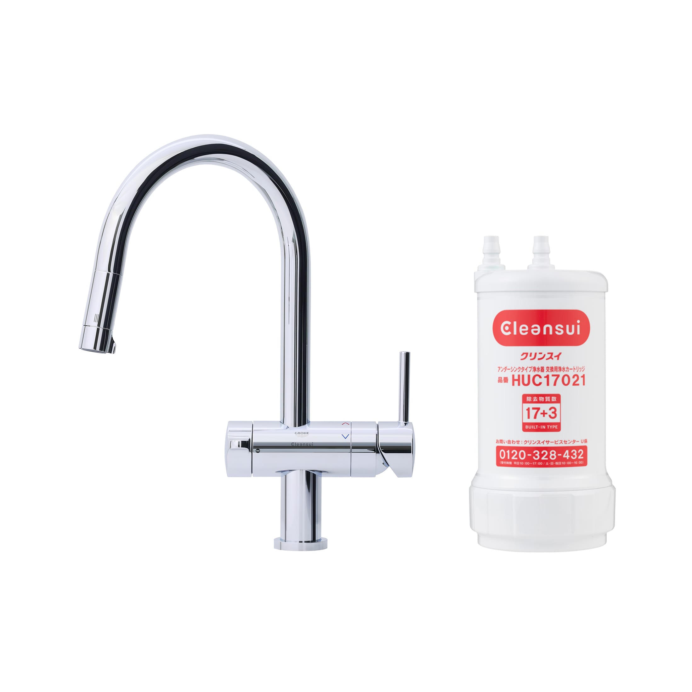 浄水器付き切替混合栓 グースネック クローム | KB-PT002-15W-G201