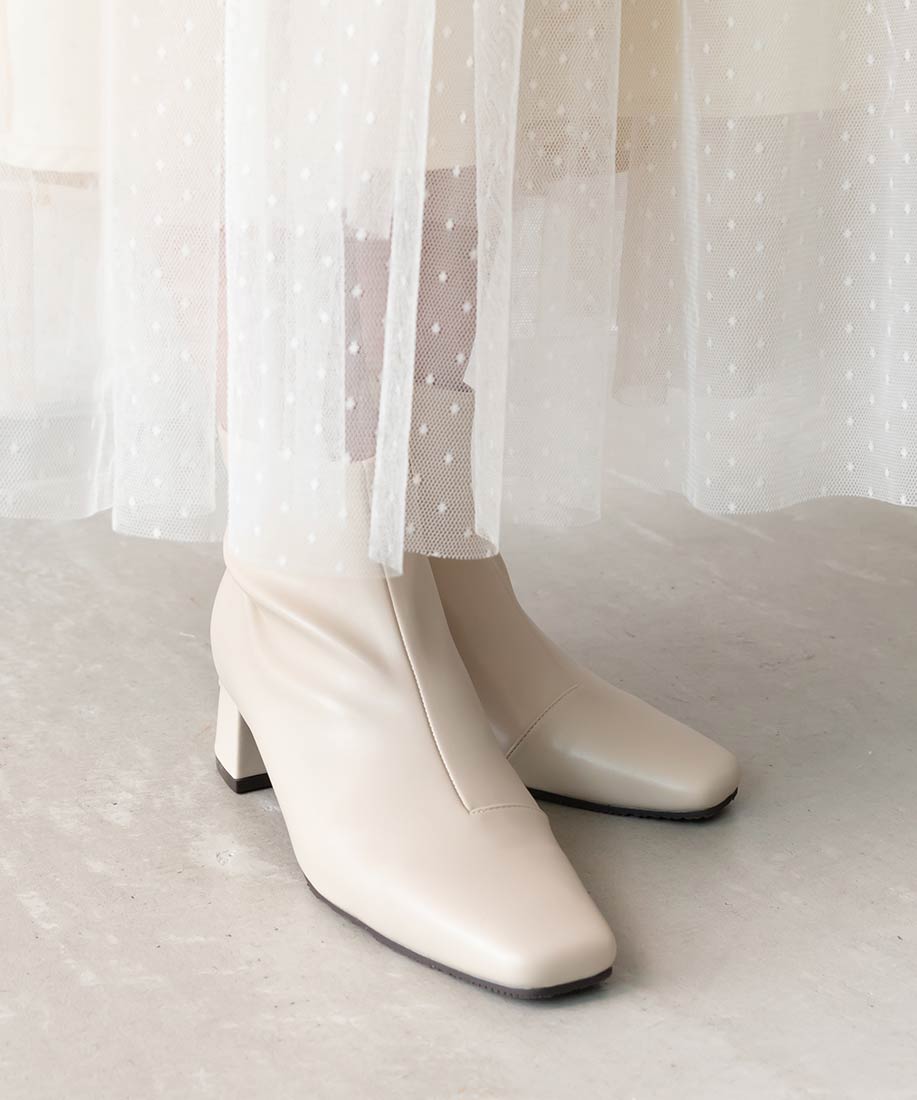 晴雨兼用 スクエアトゥミドルヒールショートブーツRANDA公式サイト