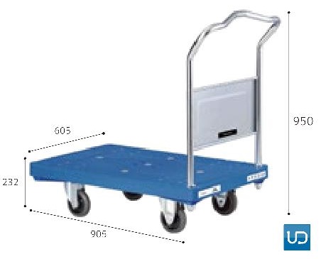 静音軽量高強度プラスチック台車（固定片袖）/MF3APG-LS-GSH/測定/包装