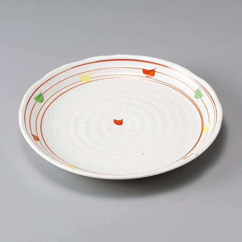 粉引赤絵千鳥8.0皿(和風丸皿(中サイズ))|食器通販の陶磁庵