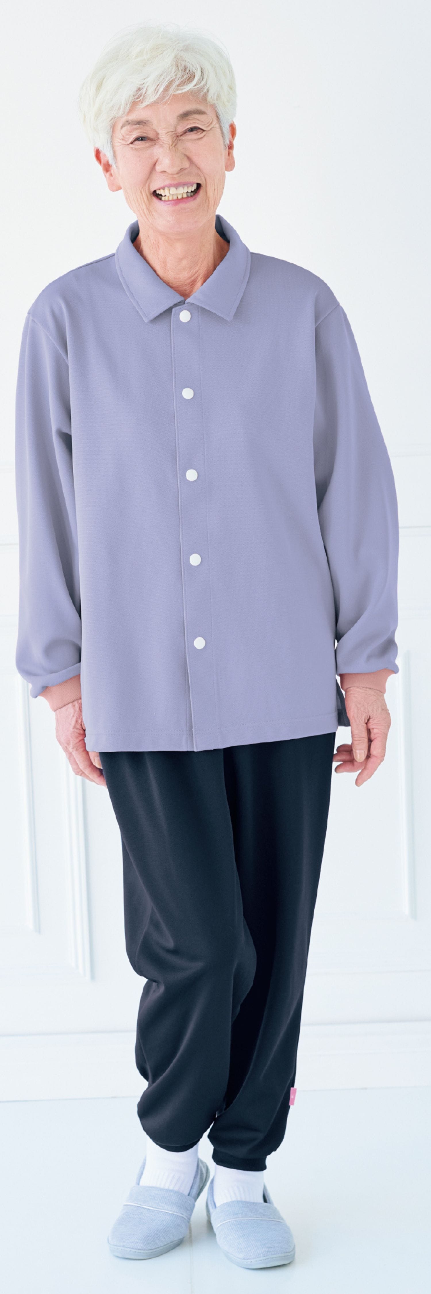 品番： CR812 】 男女兼用 前開きシャツ 高齢者ウエア パジャマ 通年