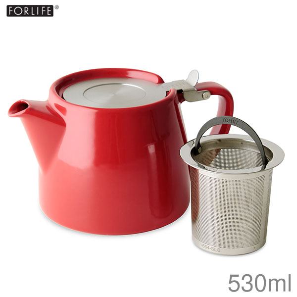 FORLIFE フォーライフ スタンプ ティーポット レッド 530ml 硬質陶器
