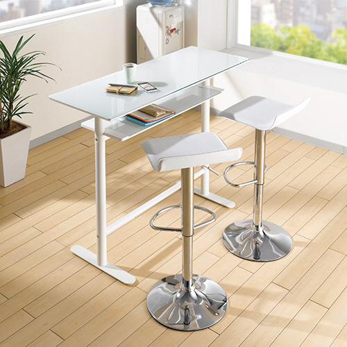 たのめーる】あずま工芸 カウンターテーブル ブラック(強化ガラス天板