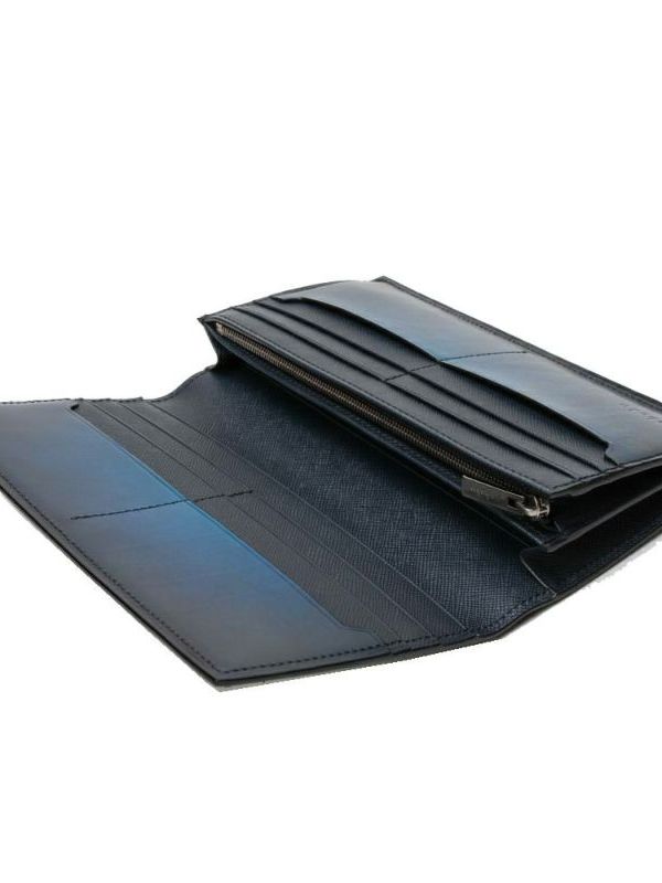 yuhaku - かぶせ長財布 / ブルー | BRYAN