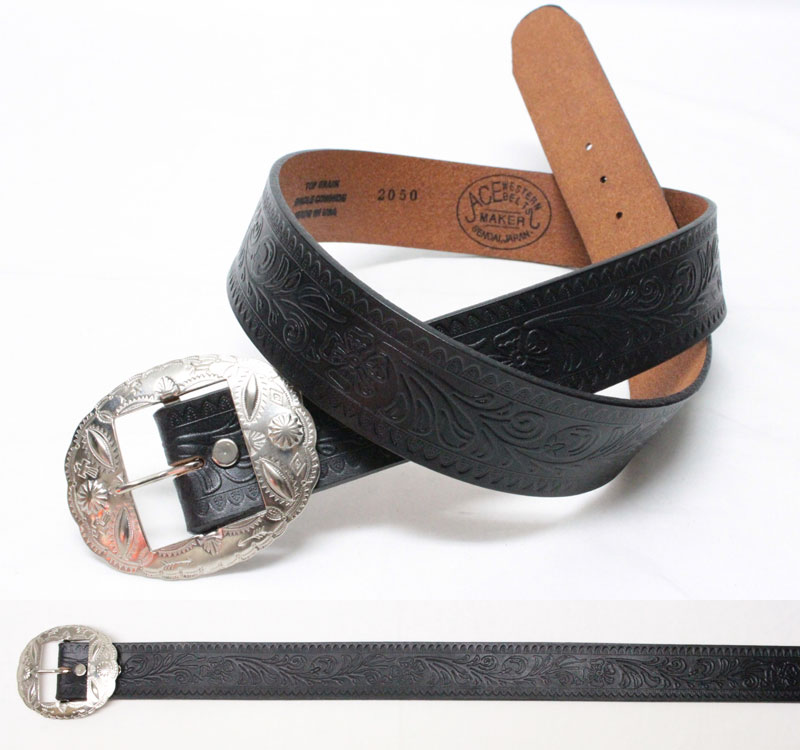 ACE WESTERN BELTS 【Style No. 900 NICKEL BUCKLE ＜BLACK＞】 エース