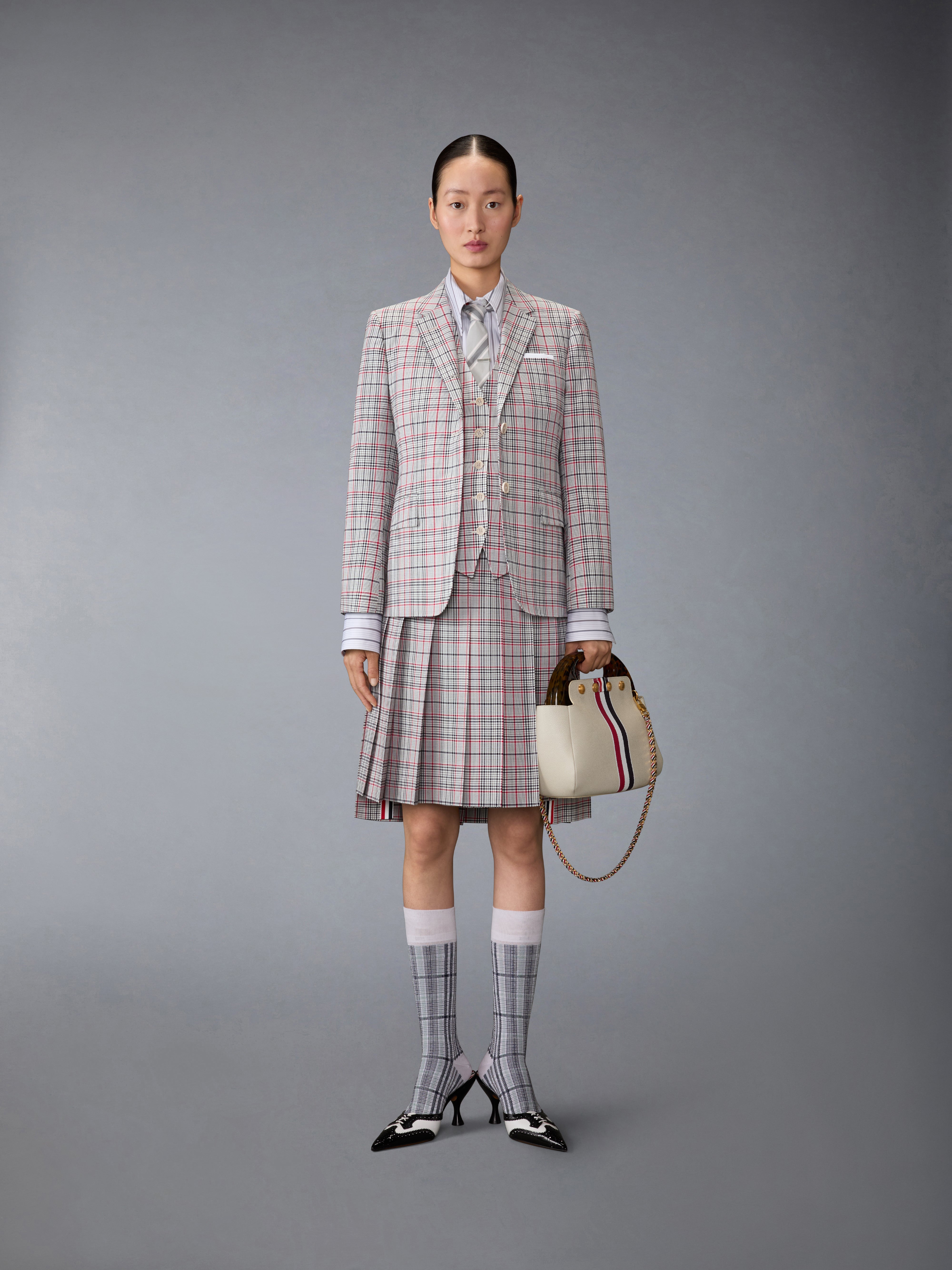 プレイド チェック クールウール ベスト | Thom Browne