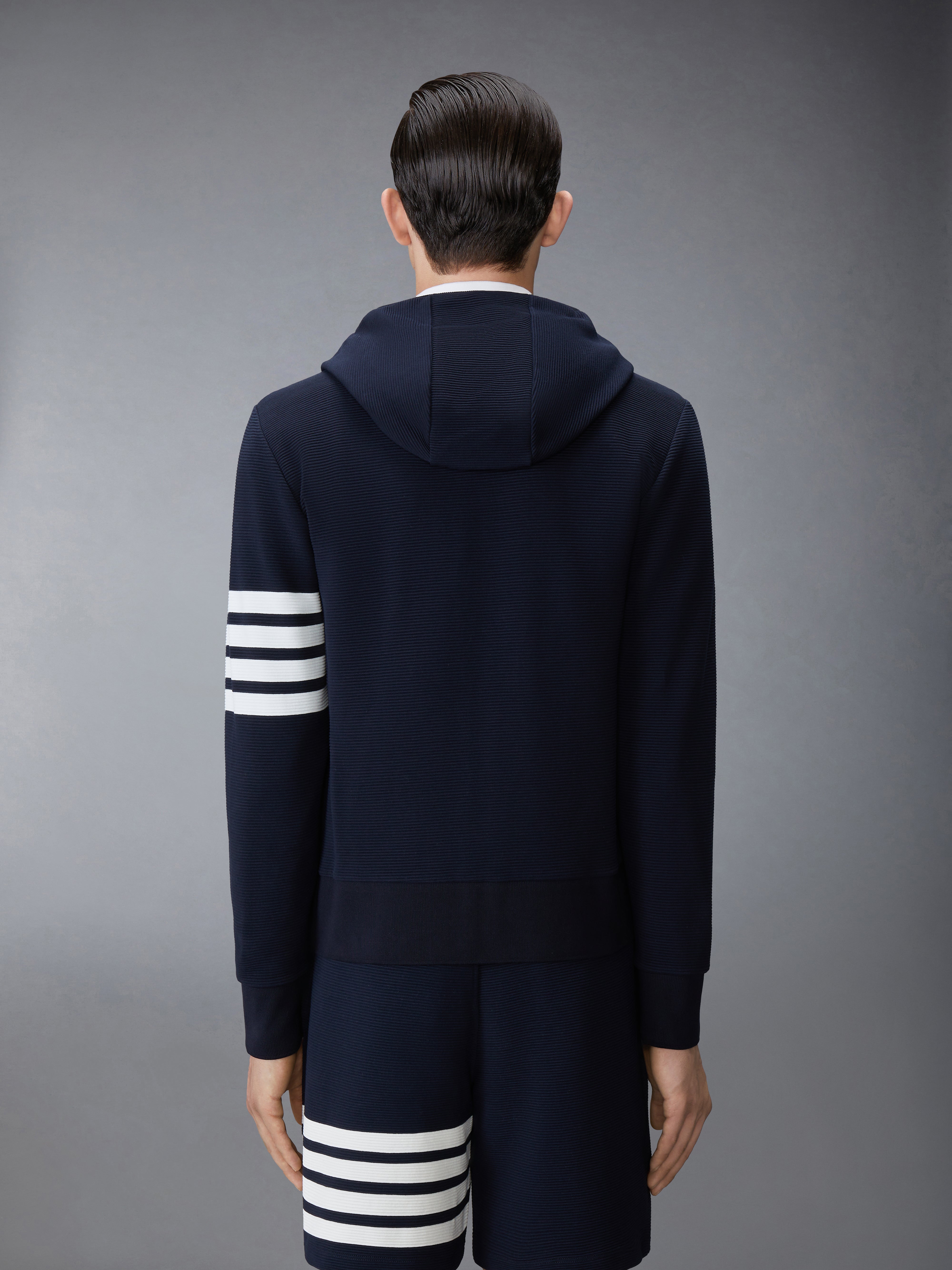Cotton Ottoman 4 Bar Zip Hoodie | Thom Browne