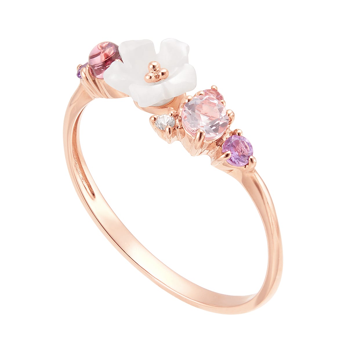 K10ピンクゴールドマルチストーンリング(RFR719-002)|TSUTSUMI