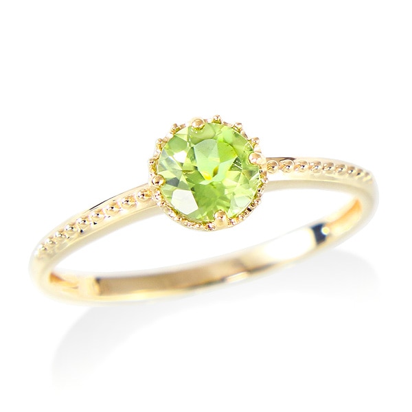 K10イエローゴールドペリドットリング（ピンキーリング）(RFR709-002