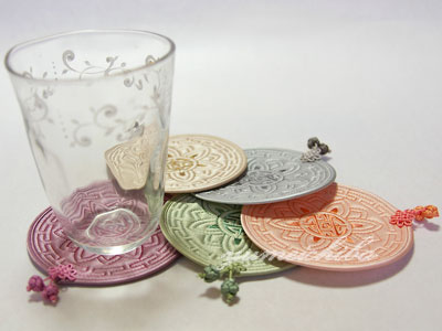 韓国ヌビ（キルティング）コースターダーク5個セット テーブルリネン