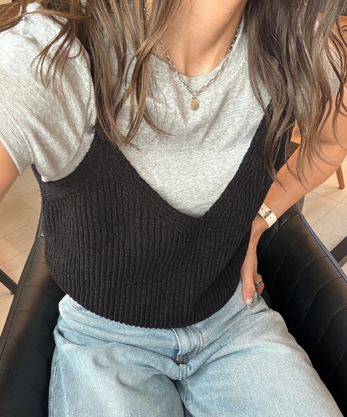 I-SOOK（アイスー） キャミソール キャミソールニットビスチェ(chiica