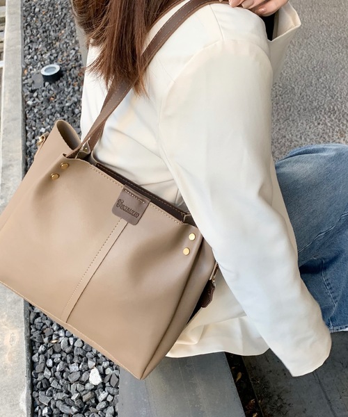 トートバッグ 「A4サイズ対応」大容量 2WAYフェイクレザー ショルダー