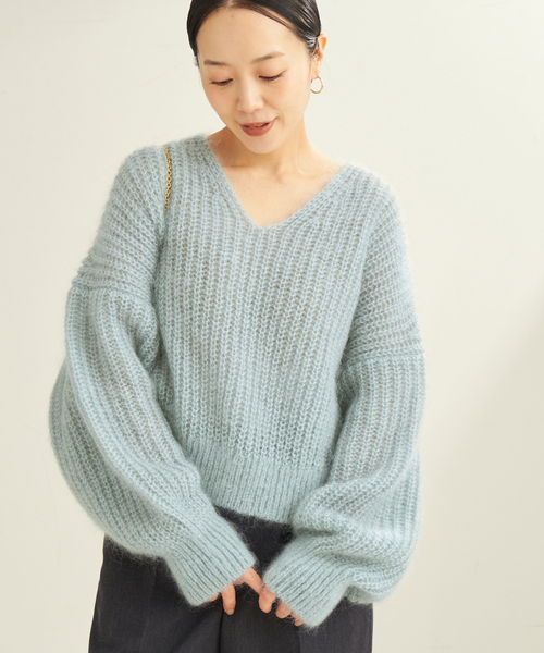 plage（プラージュ） ニット セーター キッドモヘヤMix カタアゼ V