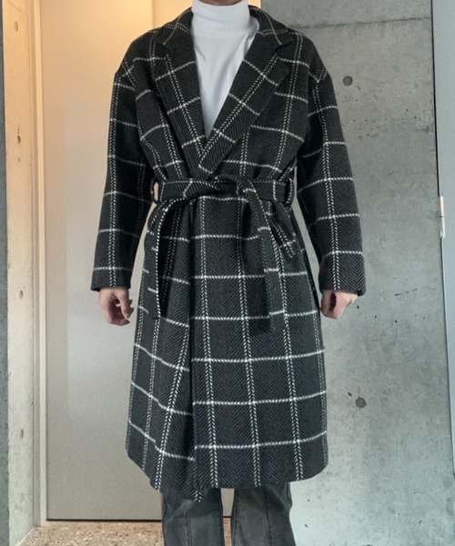 Otte ダウンジャケット ダウン グレンチェックガウンコート メンズ