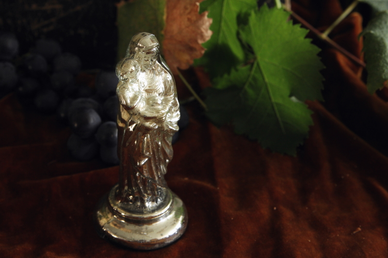 アンティークマーキュリーグラス 聖母子像 水銀ガラス フランス