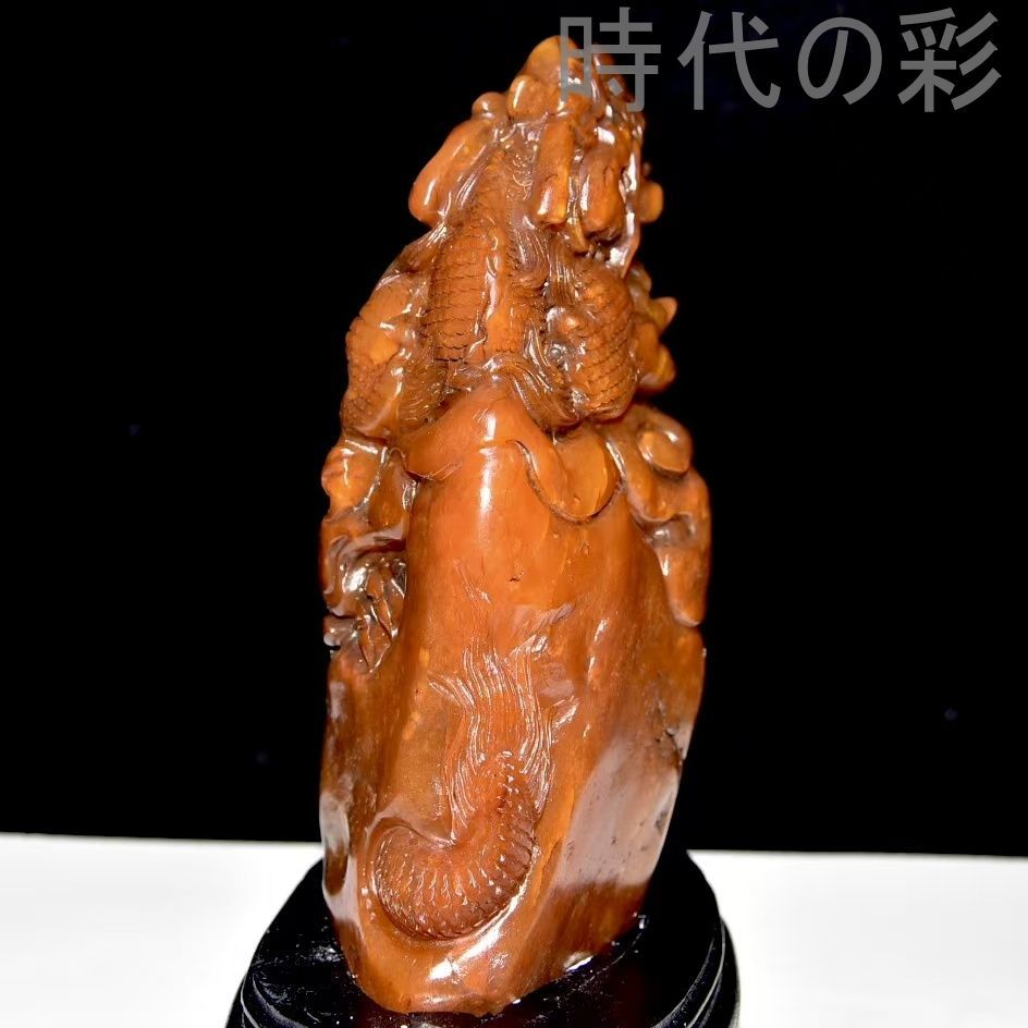 中国古美術 旧蔵珍品 寿山灯光凍田黄石 篆刻家呉昌碩 王申年作 血絲紋