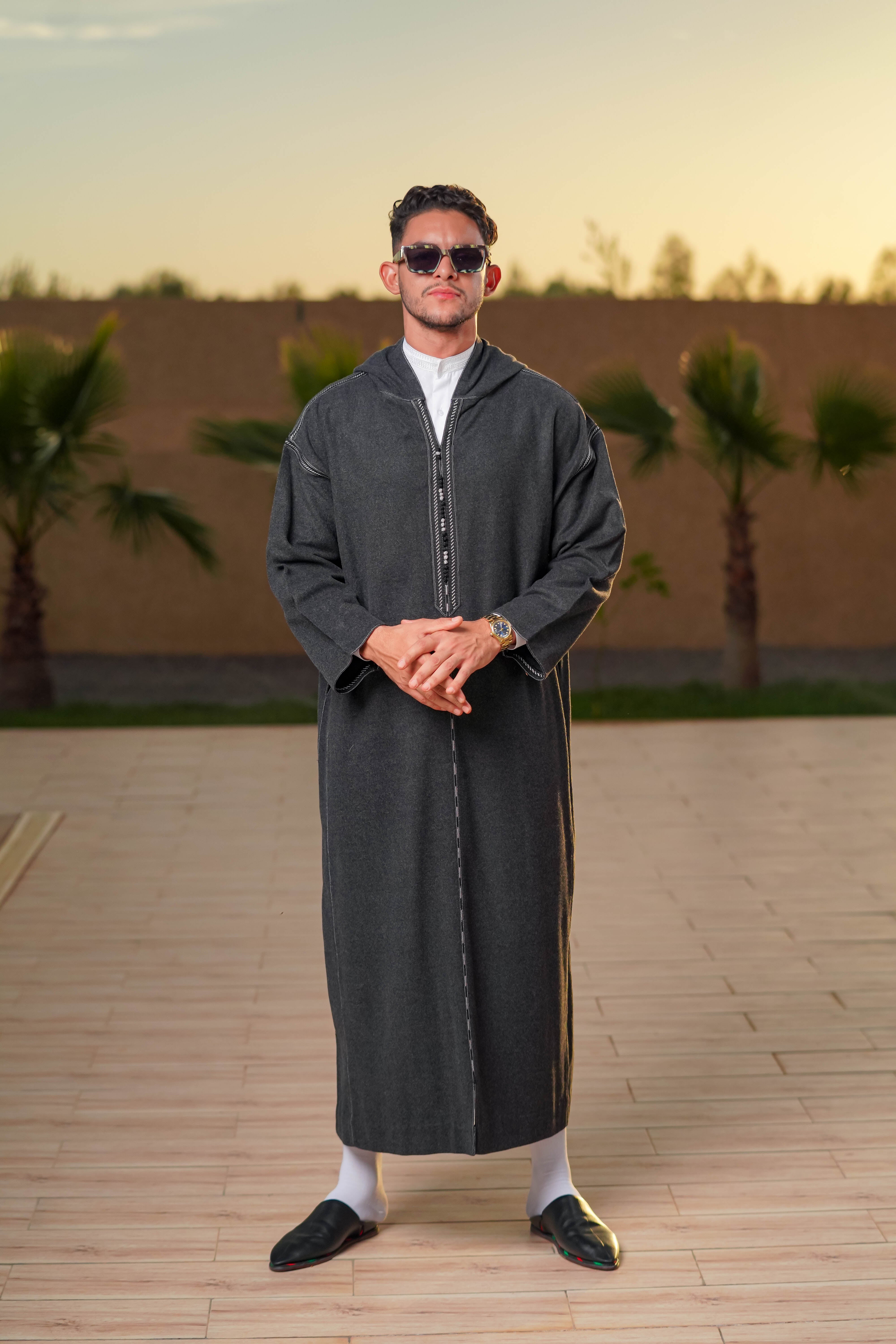 The Mlifa Extra Dhabbana Steel Smoke Djellaba | 2024