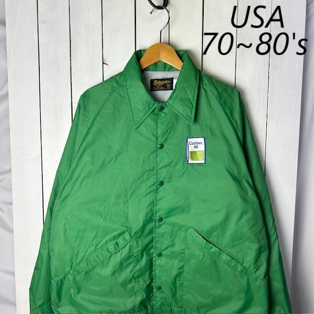 USA古着 70s～80s Swingster ナイロン コーチジャケット L～XL 緑