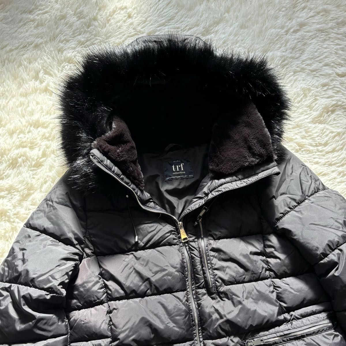 3WAY ZARA trf ザラ ダウンコート ファー付き ブラック ボア L｜Yahoo