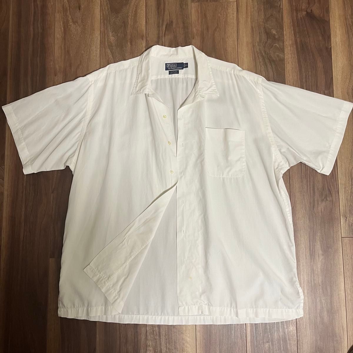 90s ラルフローレン CLAYTON XL ホワイト 開襟 半袖シャツ オープン