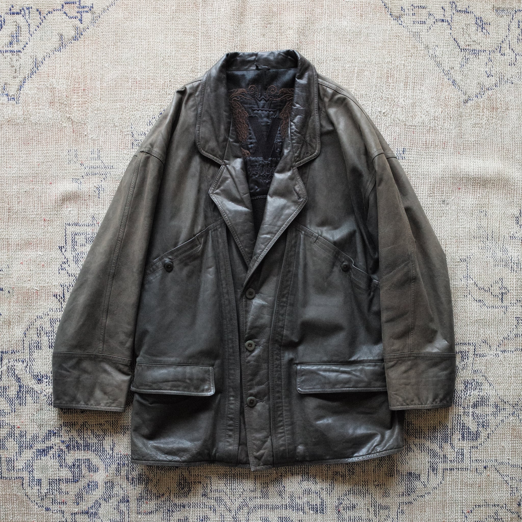 SERAPHIN レザージャケット ボンバー ブルゾン 刺繍 カシミア ディア