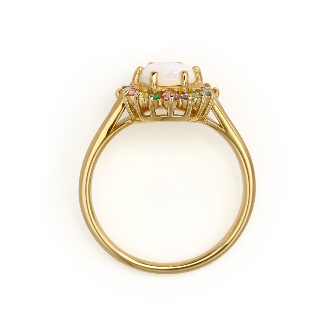 オパール(オーストラリア産)×マルチカラージュエル K10/K18/PTリング