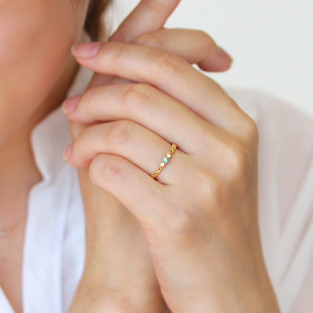 ビズー公式】パライバ トルマリン ラウンドカット ダイヤモンド K18(18