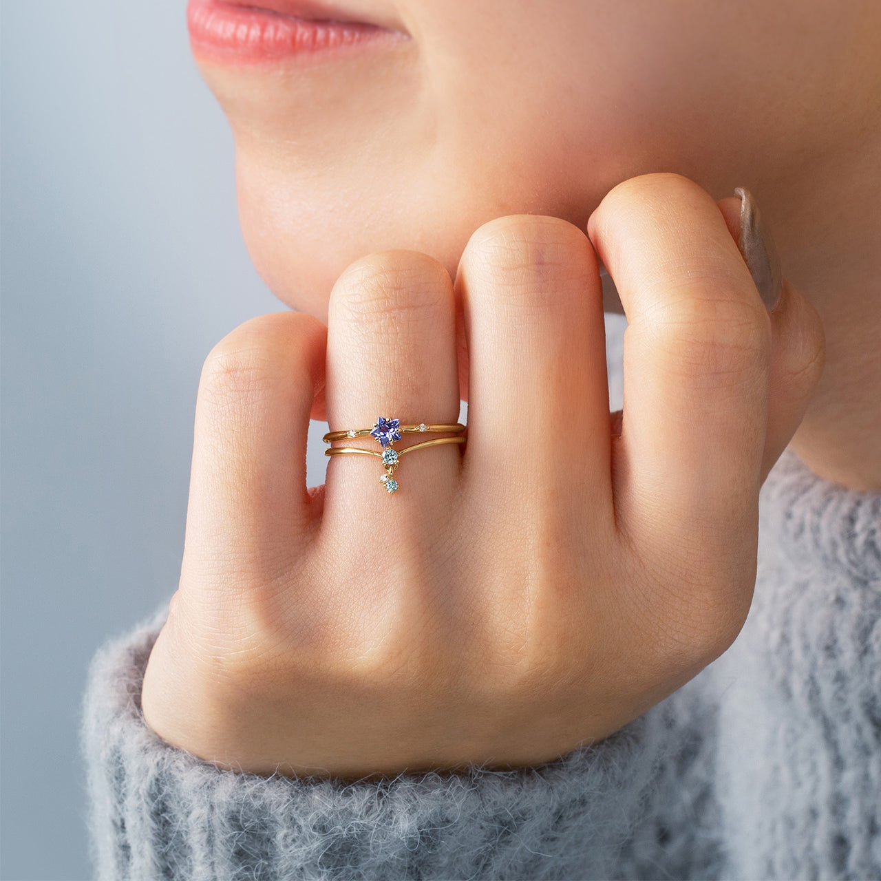 ブルーダイヤモンド(ラボグロウン) K18/K10/PTリング・トランジュS