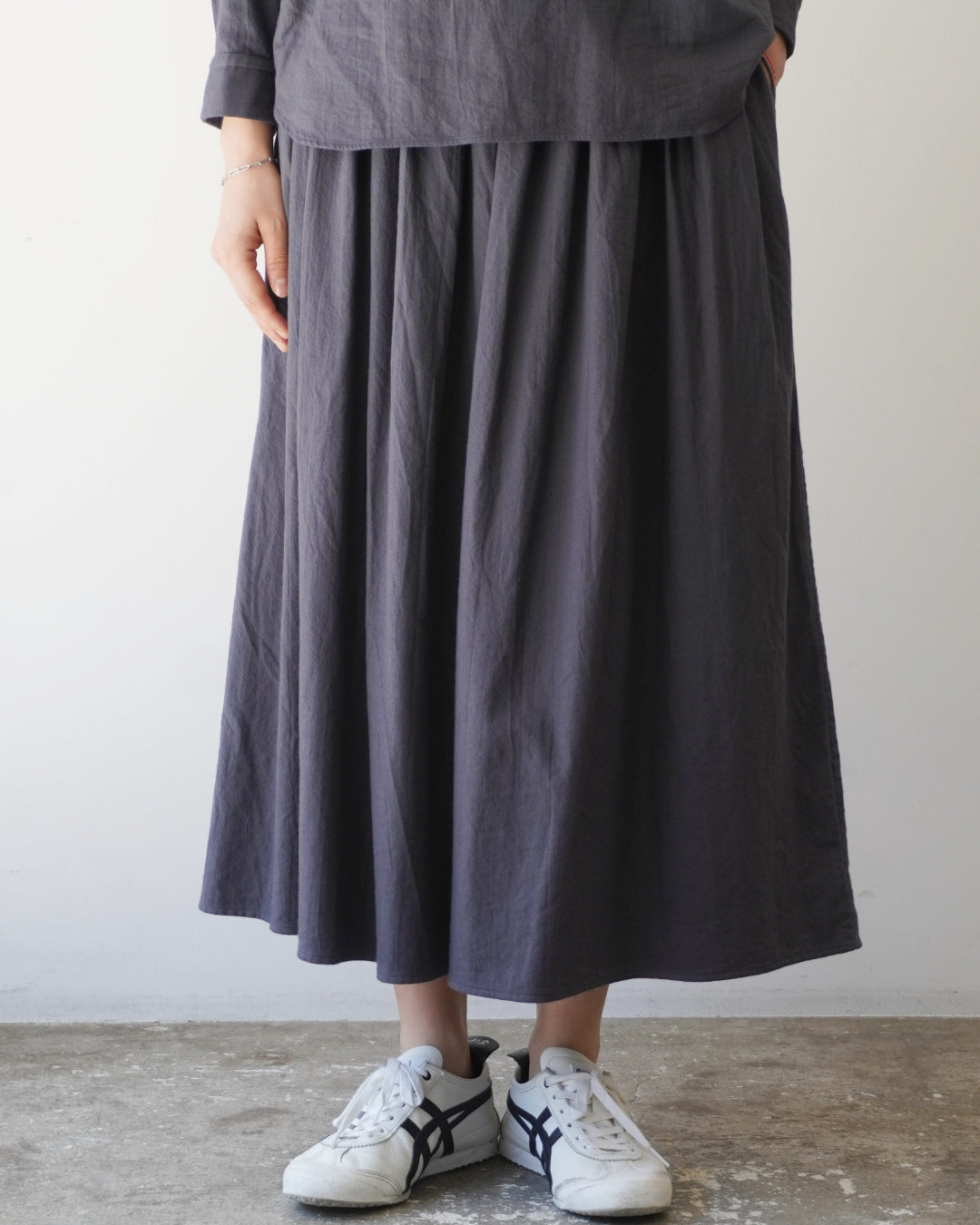 ゴーシュ 20/1オーガニックツイル ロングフレアスカート