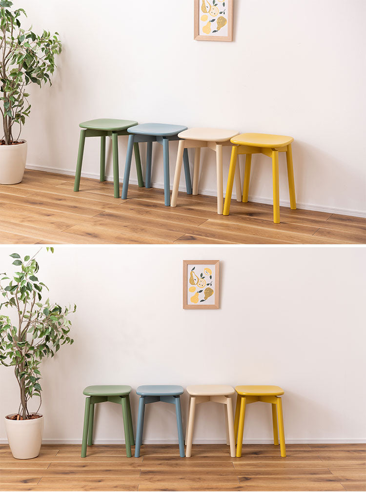 スツール 椅子 イス いす 木製 天然木 コンパクト ブルー 青