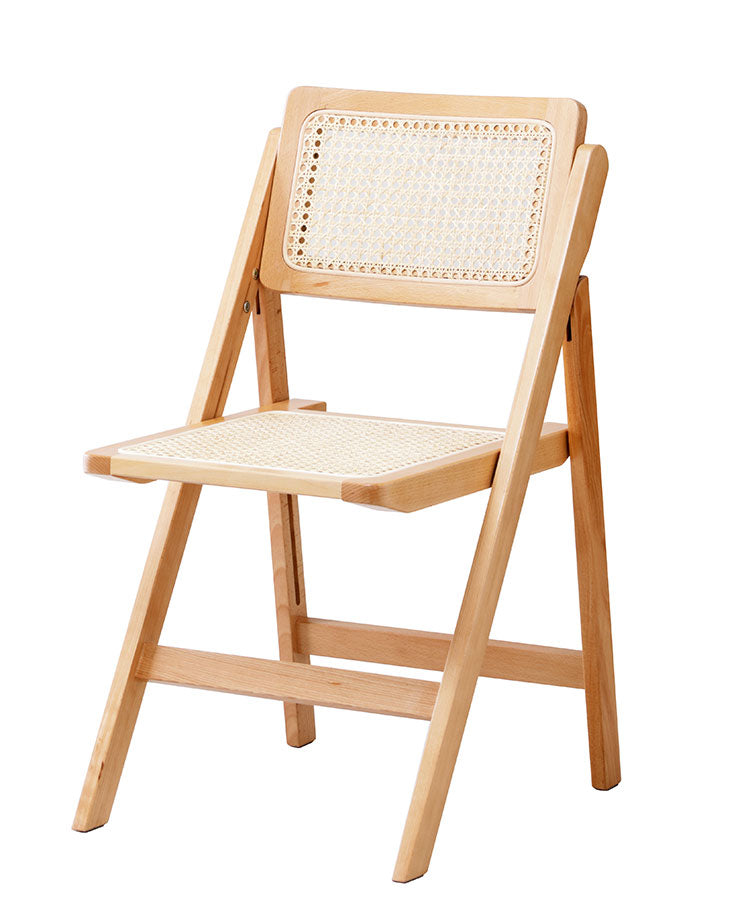 フォールディングチェア 折り畳み式 天然木 ラタン 幅42 奥行49 高さ