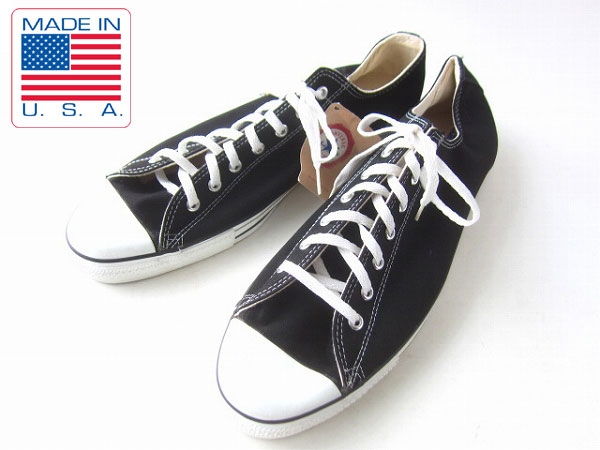 新品 USA製 90s コンバース オールスターOX キャンバス 黒 US17/35.5cm