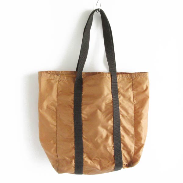 70s-80s USA製 黒タグ エディーバウアー ナイロン系 トートバッグ 茶系