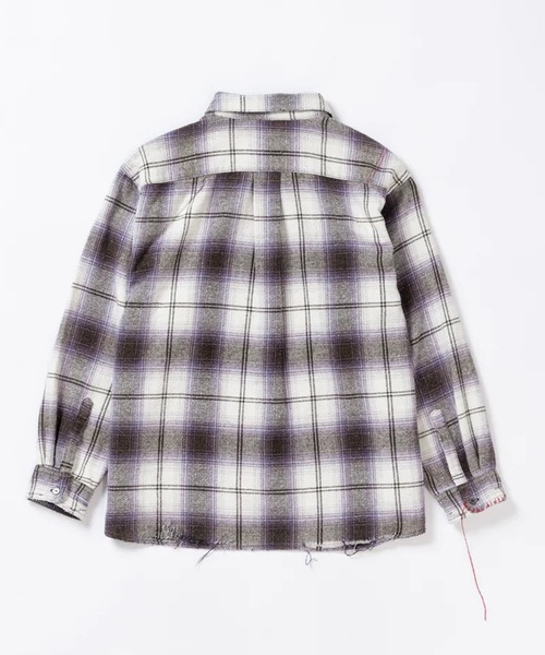 ANACHRONORM】OMBRE CHECK DAMAGED WIDE FLANNEL SHIRTS（シャツ