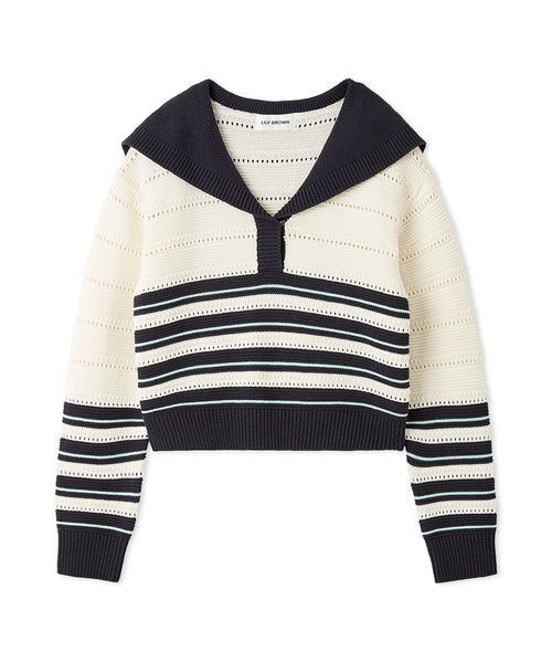 セーラーカラーニットトップス（ニット/セーター）｜LILY BROWN