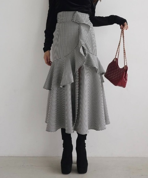 フリルスリットハイウエストスコートショートパンツ 秋服 冬服