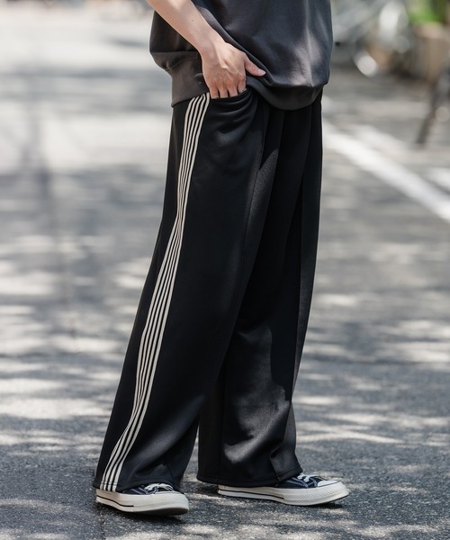 セール】【SIDEWAY STANCE】ラインジャージ ワイド トラックパンツ