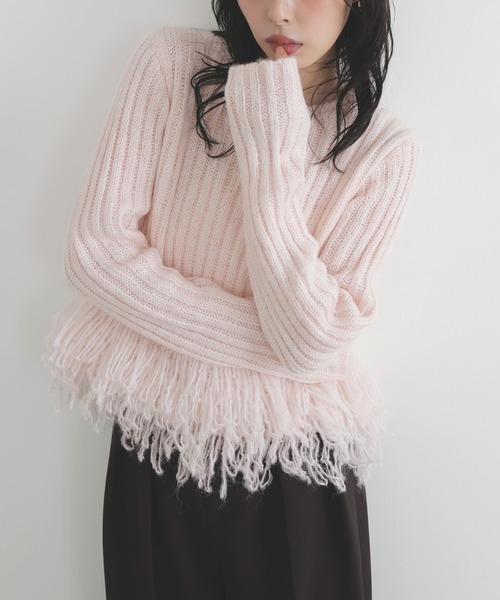 フリンジペプラムニット（ニット/セーター）｜LIAN（リアン）の